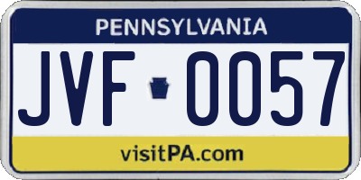 PA license plate JVF0057