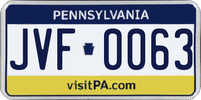 PA license plate JVF0063