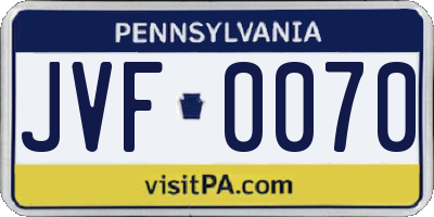 PA license plate JVF0070