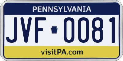 PA license plate JVF0081