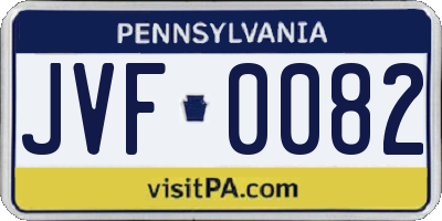 PA license plate JVF0082
