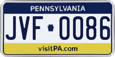 PA license plate JVF0086