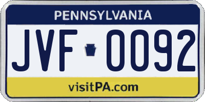 PA license plate JVF0092