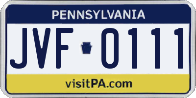 PA license plate JVF0111