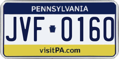 PA license plate JVF0160