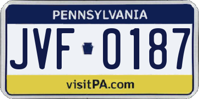 PA license plate JVF0187