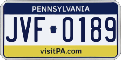 PA license plate JVF0189