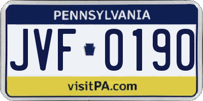 PA license plate JVF0190