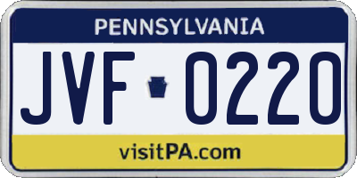 PA license plate JVF0220