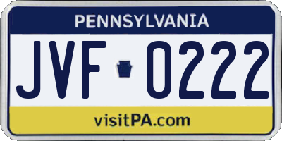 PA license plate JVF0222