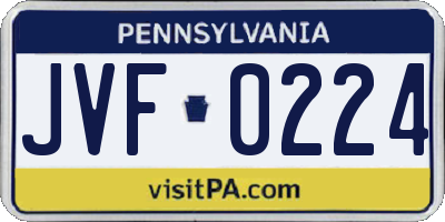 PA license plate JVF0224