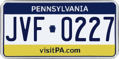 PA license plate JVF0227