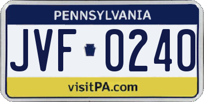 PA license plate JVF0240