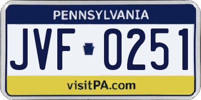 PA license plate JVF0251