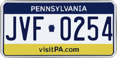PA license plate JVF0254