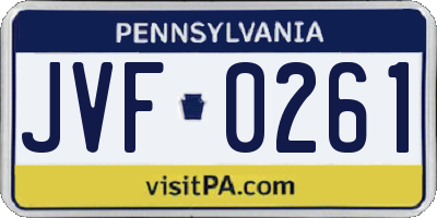 PA license plate JVF0261