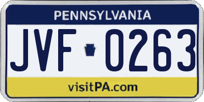PA license plate JVF0263