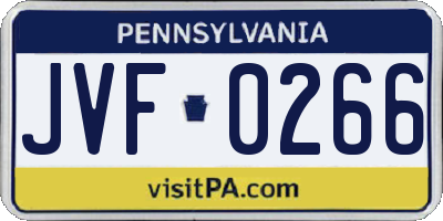 PA license plate JVF0266