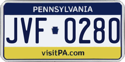 PA license plate JVF0280