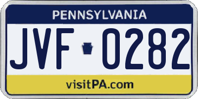 PA license plate JVF0282