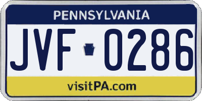 PA license plate JVF0286