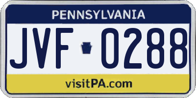 PA license plate JVF0288