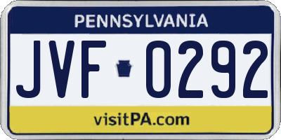 PA license plate JVF0292