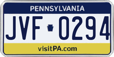 PA license plate JVF0294