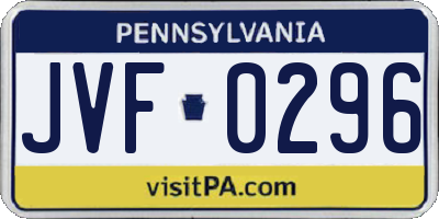 PA license plate JVF0296