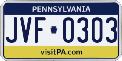 PA license plate JVF0303