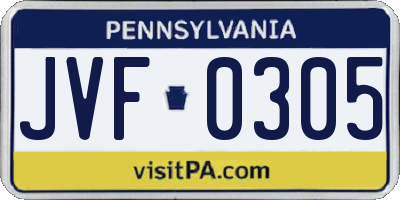 PA license plate JVF0305