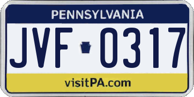 PA license plate JVF0317