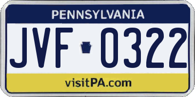 PA license plate JVF0322