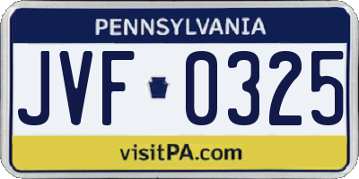 PA license plate JVF0325