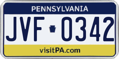 PA license plate JVF0342