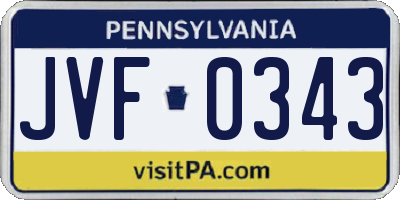 PA license plate JVF0343