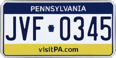 PA license plate JVF0345