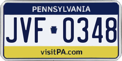 PA license plate JVF0348