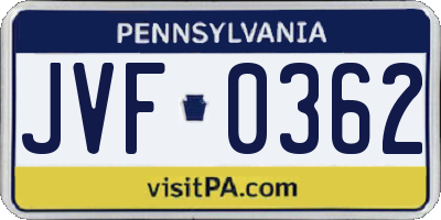 PA license plate JVF0362