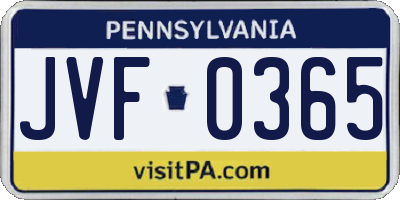 PA license plate JVF0365
