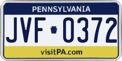 PA license plate JVF0372
