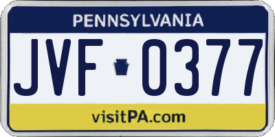 PA license plate JVF0377