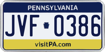 PA license plate JVF0386