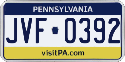 PA license plate JVF0392