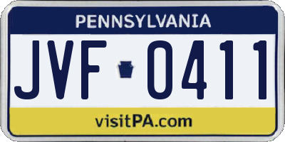 PA license plate JVF0411