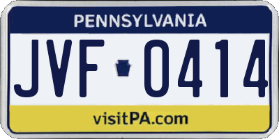 PA license plate JVF0414