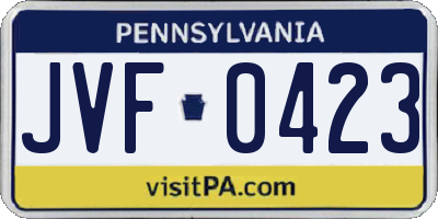PA license plate JVF0423