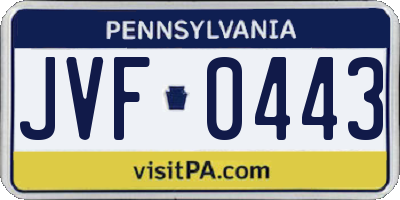 PA license plate JVF0443