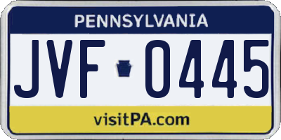 PA license plate JVF0445