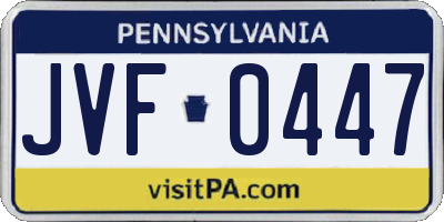 PA license plate JVF0447